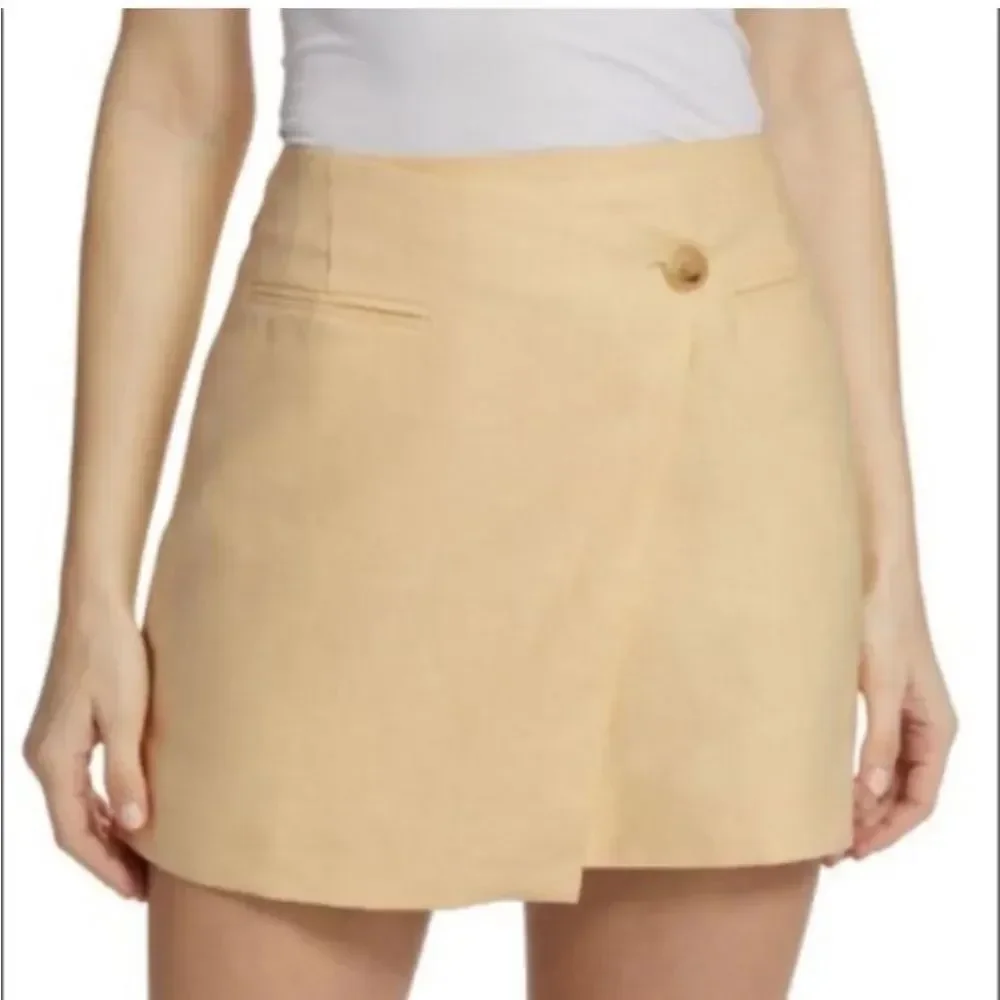 Anine Bing yellow linen Mini Wrap Skirt size large